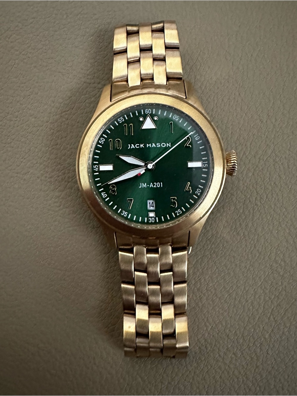 Jack Mason Green Face/Gold Toned Watch
